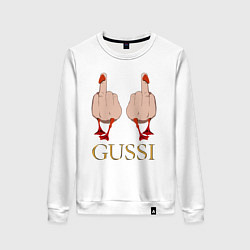 Свитшот хлопковый женский Два весёлых гуся - GUSSI - Fashion 2055, цвет: белый