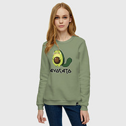 Свитшот хлопковый женский Avocado - AvoCATo - Joke, цвет: авокадо — фото 2