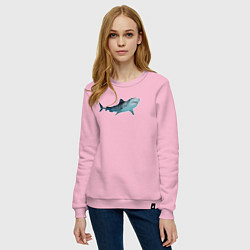Свитшот хлопковый женский Realistic shark, цвет: светло-розовый — фото 2