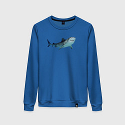 Свитшот хлопковый женский Realistic shark, цвет: синий