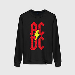 Свитшот хлопковый женский AC DC logo, цвет: черный