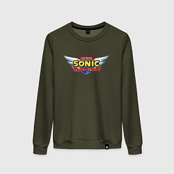 Свитшот хлопковый женский Team Sonic racing - logo, цвет: хаки