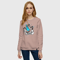 Свитшот хлопковый женский Птица и ягоды - follow me, цвет: пыльно-розовый — фото 2