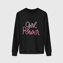 Свитшот хлопковый женский Pink - girl Power, цвет: черный