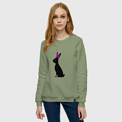 Свитшот хлопковый женский Черный кролик, цвет: авокадо — фото 2