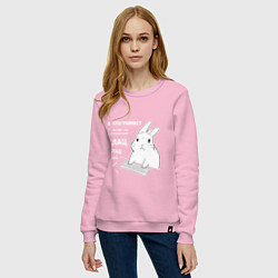 Свитшот хлопковый женский Кролик программист - клацает, цвет: светло-розовый — фото 2