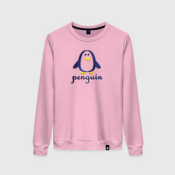 Свитшот хлопковый женский Пингвин детский и надпись penguin, цвет: светло-розовый