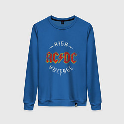 Свитшот хлопковый женский AC-DC Высокое напряжение, цвет: синий