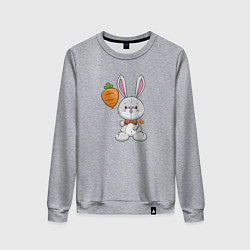 Свитшот хлопковый женский Кролик с воздушной морковкой, цвет: меланж
