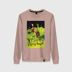 Свитшот хлопковый женский Неверь в худо - постер, цвет: пыльно-розовый