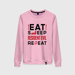 Женский свитшот Надпись: eat sleep Resident Evil repeat