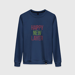 Свитшот хлопковый женский Happy New Layer, цвет: тёмно-синий