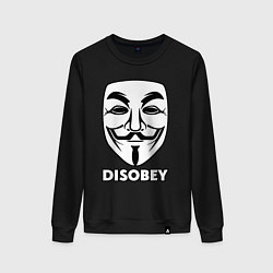 Свитшот хлопковый женский Guy Fawkes - disobey, цвет: черный