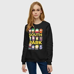 Свитшот хлопковый женский Южный парк персонажи, цвет: черный — фото 2