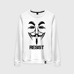 Свитшот хлопковый женский Guy Fawkes - resist, цвет: белый