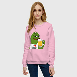 Свитшот хлопковый женский Drink Pepe, цвет: светло-розовый — фото 2