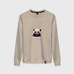 Свитшот хлопковый женский Понурый панда, цвет: миндальный