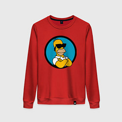 Свитшот хлопковый женский Гомер Симпсон - крутой чувак, цвет: красный