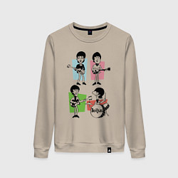 Свитшот хлопковый женский The Beatles - drawing - sketch, цвет: миндальный