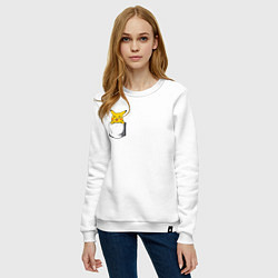 Свитшот хлопковый женский Пикачу в кармане арт, цвет: белый — фото 2