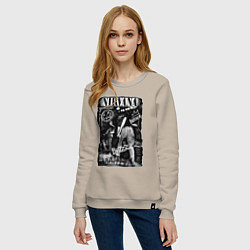 Свитшот хлопковый женский Nirvana bleach, цвет: миндальный — фото 2