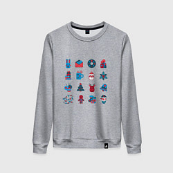 Свитшот хлопковый женский Новогодние символы минимализм, цвет: меланж