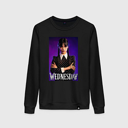 Свитшот хлопковый женский Wednesday, цвет: черный