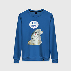 Свитшот хлопковый женский Заяц-ёлочная игрушка, цвет: синий