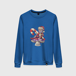 Свитшот хлопковый женский Санта и грибок, цвет: синий