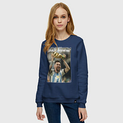 Свитшот хлопковый женский Lionel Messi - world champion - Argentina, цвет: тёмно-синий — фото 2