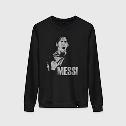 Свитшот хлопковый женский Leo Messi scream, цвет: черный