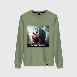 Свитшот хлопковый женский Жуткая пещера Minecraft, цвет: авокадо
