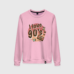 Свитшот хлопковый женский I love 90-s, цвет: светло-розовый