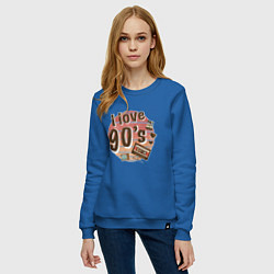 Свитшот хлопковый женский I love 90-s, цвет: синий — фото 2