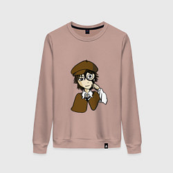 Свитшот хлопковый женский Рампо с лупой, цвет: пыльно-розовый