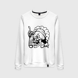 Свитшот хлопковый женский Chef skull, цвет: белый