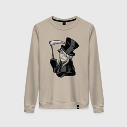 Свитшот хлопковый женский Гробовщик с косой, цвет: миндальный