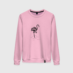 Свитшот хлопковый женский Черный фламинго, цвет: светло-розовый