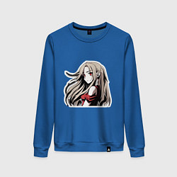 Свитшот хлопковый женский Аниме девушка с длинными волосами, цвет: синий