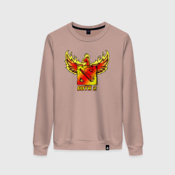 Свитшот хлопковый женский Дота 2 - огненный феникс, цвет: пыльно-розовый