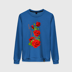 Свитшот хлопковый женский Прекрасная Жанна - букет из роз, цвет: синий