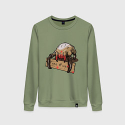 Свитшот хлопковый женский Hugs from crab, цвет: авокадо