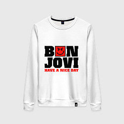 Свитшот хлопковый женский Bon Jovi band, цвет: белый