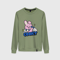 Свитшот хлопковый женский Cooky BT21 Jungkook, цвет: авокадо