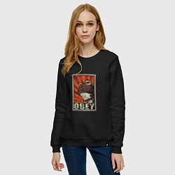 Свитшот хлопковый женский Obey frog, цвет: черный — фото 2