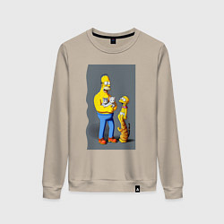 Женский свитшот Homer Simpson and cats - нейросеть арт