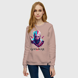 Свитшот хлопковый женский God of War, Kratos, цвет: пыльно-розовый — фото 2
