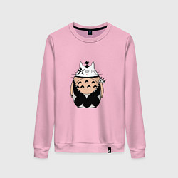 Свитшот хлопковый женский Totoro рокер, цвет: светло-розовый