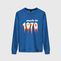 Свитшот хлопковый женский Made in 1970 liquid art, цвет: синий