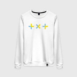 Свитшот хлопковый женский TXT logo, цвет: белый